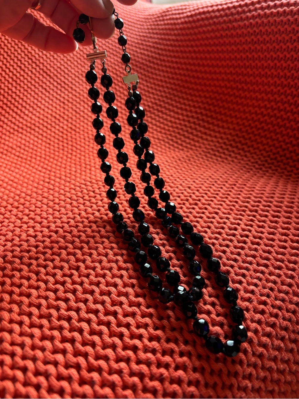 Black Faceted Bead Necklace - Vintage Old Hollywood 50’s-60’s Women Jewelry